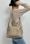 New Casual Model Quality Soft Leather Stone Side Pocket Multi-Section Large Size Back and Shoulder Bag