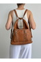 New Casual Model Quality Soft Leather Stone Side Pocket Multi-Section Large Size Back and Shoulder Bag - 2