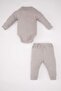 Baby Boy Ribbed Camisole Snap Fastener Body Bottom 2-Piece Set B7670A524Sp - 5