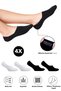 Bamboo Women's Ballerina Black - White Socks Seamless Invisible Non-Slip Heel Silicone Pack of 4