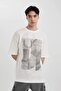 Comfort Fit Crew Neck Printed Short Sleeve Heavy Fabric T-Shirt B5912ax24sp - 4