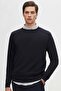 Regular Fit Navy Blue Anti-Pilling Crew Neck Knit Sweater