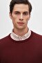 Regular Fit Burgundy Non-Pilling Crew Neck Knit Sweater - 2