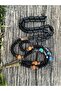 Ancient Archer's Necklace |   Thermal Blue Natural Stone • Hematite • Rutrashka • Tiger Eye - 4