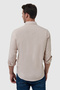 Ds Damat Slim Fit Beige Oxford Button-Down Collar Easy-Iron Embroidered Cotton Shirt - 6