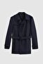 Ds Damat Regular Fit Navy Blue Epaulet Belted Top Coat/Trencoat - 5