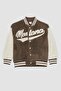 Boys' College Collar Plush Snap Closure Double Pocket Seasonal Bomber Cardigan B3036A823Wn - 7