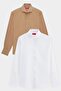 Ds Damat Slim Fit Brown/White Italian Collar Easy-Iron 2-Piece Shirt - 5