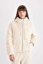 Water Repellent Inflatable Coat Hooded Double Side Zipper Pocket Plush A0581Ax23Wn - 4