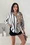 Leopard Stone Printed Half Striped Shirt - 6