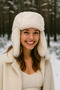 Winter Beanie with White Fur Ear Protectors - Warm Holder Accessory for Cold Weather Beanie1127