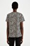 Regular Fit Crew Neck Leopard Print Short Sleeve T-Shirt Y7063Az22Sm - 5