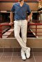 Men's, regular-fit, elastic, old-money culture, cotton, linen woven fabric pants 24INP279
