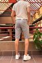 Men's Slim Fit Cotton Fabric Shorts with Embroidery Details 24Inp278 - 4