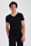 تي شيرت Slim Fit برقبة على شكل حرف V وأكمام قصيرة 100% قطن M4791AZ22SP - 7