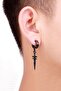Black Steel Sword Dangle Women Men Earrings Ei33Sy - 3