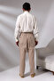 Men's Beige Çınar Relaxed Cut Elastic Waist Hajj and Umrah Linen Shalwar Trousers - 6