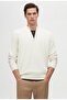Ds Damat Slim Fit Ecru Half Zip Knitwear Sweater