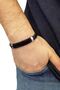 Black Rope Plated Steel Leather Men Bracelet Ei39Sy
