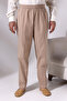 Men's Beige Çınar Relaxed Cut Elastic Waist Hajj and Umrah Linen Shalwar Trousers - 2