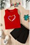 Colorful Paw Heart Printed Shorts Tee Unisex Children's Set
