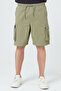 Regular Fit Cargo Pocket Elastic Waist Khaki Men's Shorts - 2