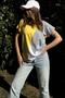 Women's Yellow, White & Gray Short Sleeve, Color Block Design, Loose Blouse - 4