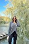 Women's Anthracite Asymmetric Cut, Buttoned, Loose Cardigan Blouse - 5