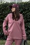 Women's Dried Rose Scuba Fabric, Loose Cut, Hooded Sweatshirt Blouse