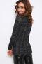 Women's Black Round Neck Long Sleeve Soft Textured Solid Cut Knitwear - Soft Textured Long Sleeve Knitwear - 2