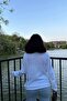 Women's White Double Breasted Collar, Soft Texture, Long Sleeve, Knitwear Blouse - 6