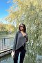 Women's Anthracite Asymmetric Cut, Buttoned, Loose Cardigan Blouse - 3