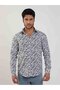 Men's Slim Fit Long Sleeve Navy Blue Shirt - 3