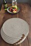 Beige Color American Service Luxury Presentation 6-Piece Plate Mat, Supla Dinner Service Set, 100% Handmade - 3