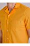 Men's Slim Fit Mustard Shirt, Plain Cuban Collar, Short Sleeve - 58164 - 2