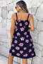 Women's Navy Blue Pink Floral Patterned Dress - 6