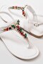 152-1110 White Multi Stone Flip Flops Women's Sandals - 3