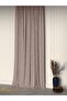 Beige Color Linen Textured Pleated High Quality Background Curtain - 3