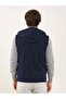 Navy Blue Men's Slim Fit Plain Casual Hooded Vest Coat - 5