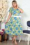 Madonna Collar Floral Short Sleeve Belted Comfortable Special Design Dress - 7