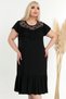 Short Sleeve Evening Dress with Lace and Ruffle Detail on the Collar - 7
