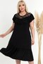 Short Sleeve Evening Dress with Lace and Ruffle Detail on the Collar