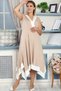 Double Breasted Comfortable Flowy Sleeveless Dress with Asymmetrical Stripe Detail on the Skirt - 4