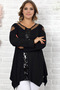 Special Design, Comfortable, Flowing, Tulle at the Neckline and Shoulders, Front Sequin Detail, Long Sleeves, Asymmetrical, Stretchy Tunic - 8