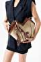 Stores Women's Tan Straw Zippered Leopard Scarf Detailed Shoulder Strap Bag - 4