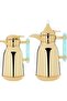Saif Gallery Stainless Steel Thermos Set 1+1 Liter Light Green Crystal Handle 2 Pieces - Gold - 11