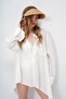Women's Beige Leopard Patterned Straw Visor Hat Prmx14164 - 2