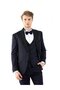Men's Slim Fit Pointed Collar Long Sleeve Navy Blue Tuxedo - 2