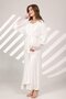 Women's Ecru Special Design Short Sleeve Lace 100% Cotton Summer Maternity Dressing Gown Nightgown Set - 3