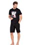 6039 Men's Short Sleeve Pajama Suit with Shorts-Black